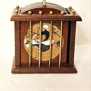 Vintage 1960s Hi Mark Rustic Wood CORK Bird Cage Design Made in Taiwan